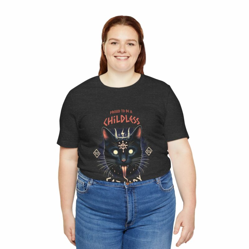 Hardcore Cat : Proud To Be A Childless Cat Lady Unisex Bella and Canvas T-Shirt. Harris 2024 Tee - Image 73