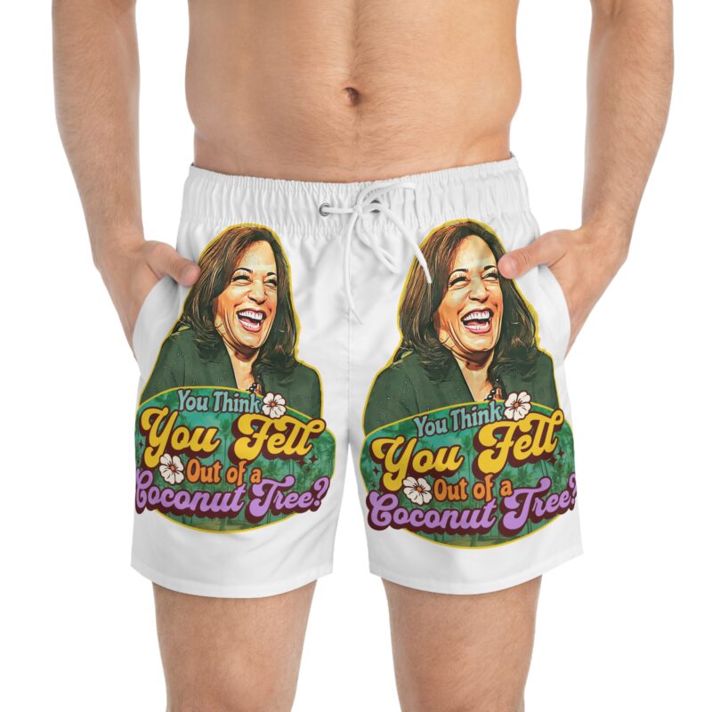 You Think You Fell From A Coconut Tree? Kamala Harris Swim Trunks (AOP) - Image 9