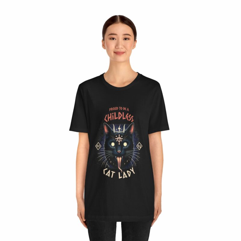 Hardcore Cat : Proud To Be A Childless Cat Lady Unisex Bella and Canvas T-Shirt. Harris 2024 Tee - Image 40