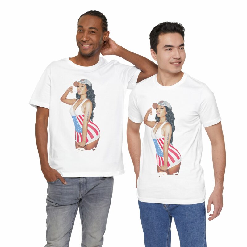 Nicki Minaj American Salute Unisex Jersey Bella and Canvas White T-Shirt - Image 24