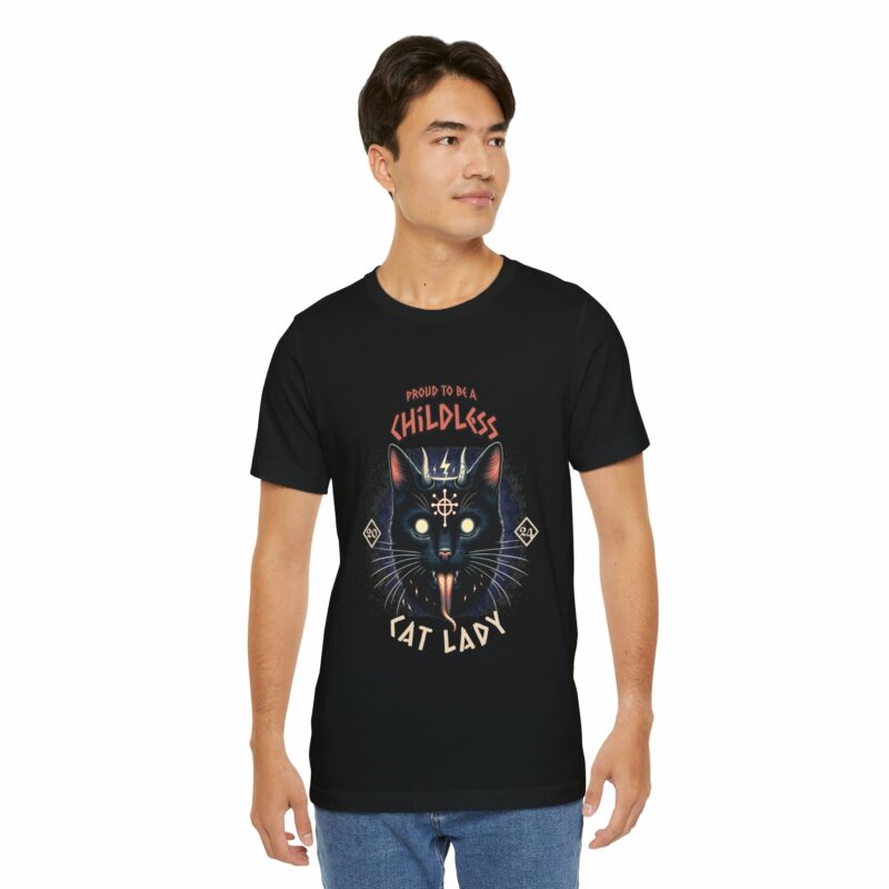 Hardcore Cat : Proud To Be A Childless Cat Lady Unisex Bella and Canvas T-Shirt. Harris 2024 Tee - Image 49