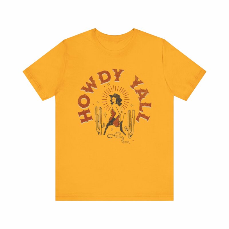 Howdy Yall Bohemian Cowgirl Design Unisex Jersey T-Shirt. Cowgirl Western Boho Bella and Canvas T-shirt Gift Idea. - Image 117
