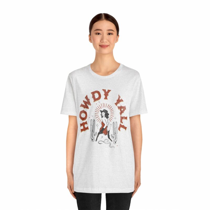 Howdy Yall Bohemian Cowgirl Design Unisex Jersey T-Shirt. Cowgirl Western Boho Bella and Canvas T-shirt Gift Idea. - Image 40