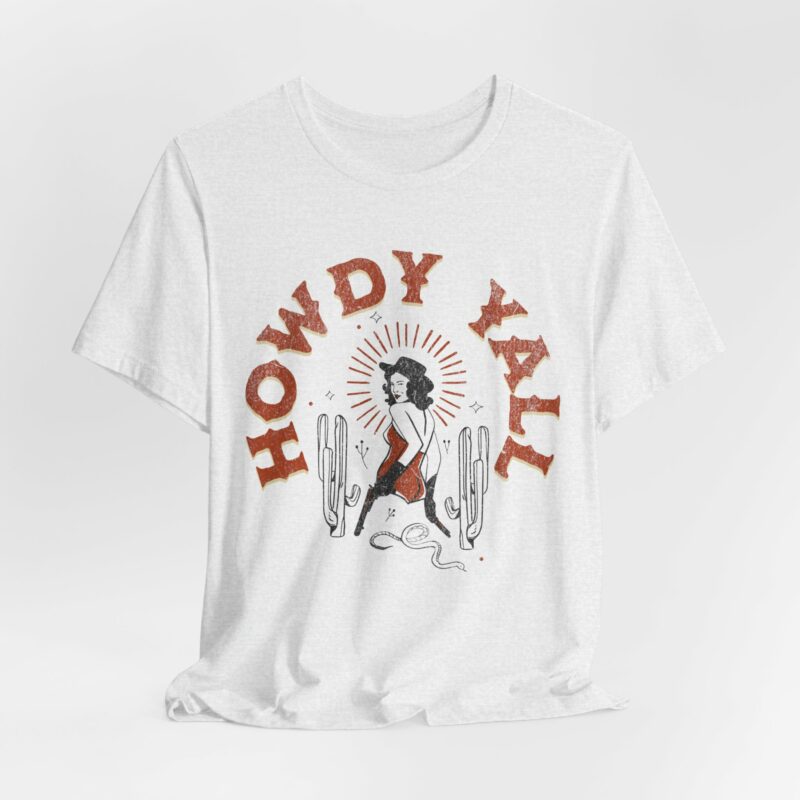 Howdy Yall Bohemian Cowgirl Design Unisex Jersey T-Shirt. Cowgirl Western Boho Bella and Canvas T-shirt Gift Idea. - Image 35