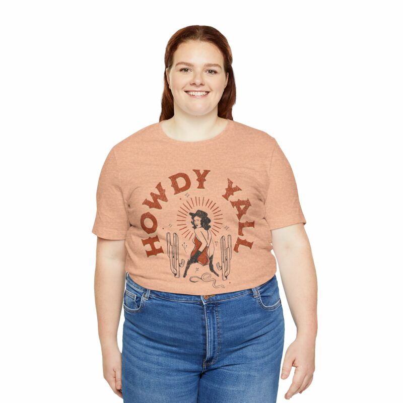 Howdy Yall Bohemian Cowgirl Design Unisex Jersey T-Shirt. Cowgirl Western Boho Bella and Canvas T-shirt Gift Idea. - Image 102