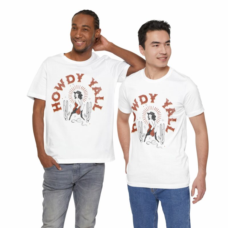 Howdy Yall Bohemian Cowgirl Design Unisex Jersey T-Shirt. Cowgirl Western Boho Bella and Canvas T-shirt Gift Idea. - Image 28
