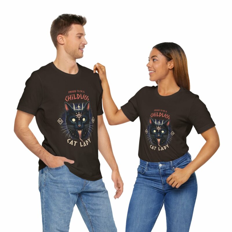 Hardcore Cat : Proud To Be A Childless Cat Lady Unisex Bella and Canvas T-Shirt. Harris 2024 Tee - Image 25