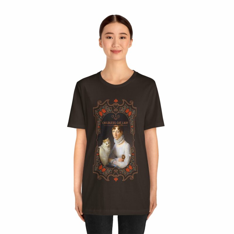 Childless Cat Lady inspired by Marguerite Gérard A Lady with her Cat Painting Unisex Jersey T-shirt - Image 11