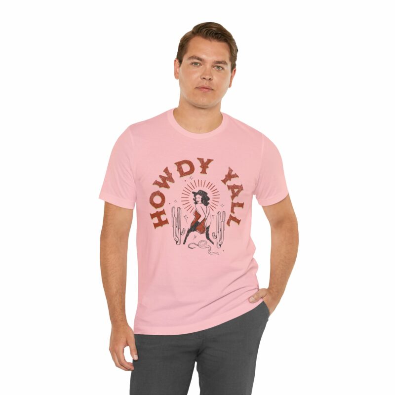 Howdy Yall Bohemian Cowgirl Design Unisex Jersey T-Shirt. Cowgirl Western Boho Bella and Canvas T-shirt Gift Idea. - Image 159