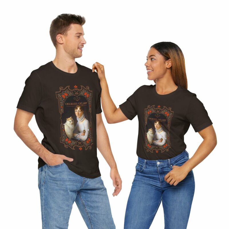 Childless Cat Lady inspired by Marguerite Gérard A Lady with her Cat Painting Unisex Jersey T-shirt - Image 25