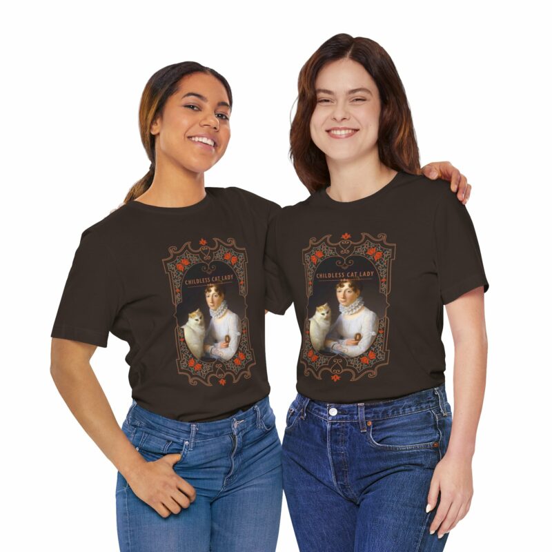 Childless Cat Lady inspired by Marguerite Gérard A Lady with her Cat Painting Unisex Jersey T-shirt - Image 27