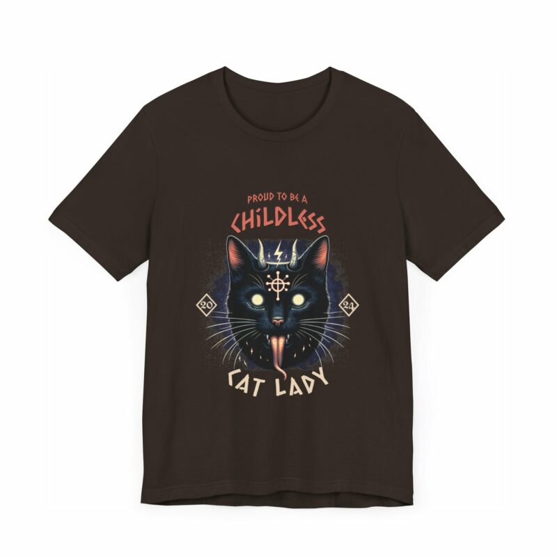Hardcore Cat : Proud To Be A Childless Cat Lady Unisex Bella and Canvas T-Shirt. Harris 2024 Tee - Image 3