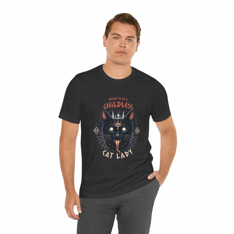 Hardcore Cat : Proud To Be A Childless Cat Lady Unisex Bella and Canvas T-Shirt. Harris 2024 Tee - Image 72