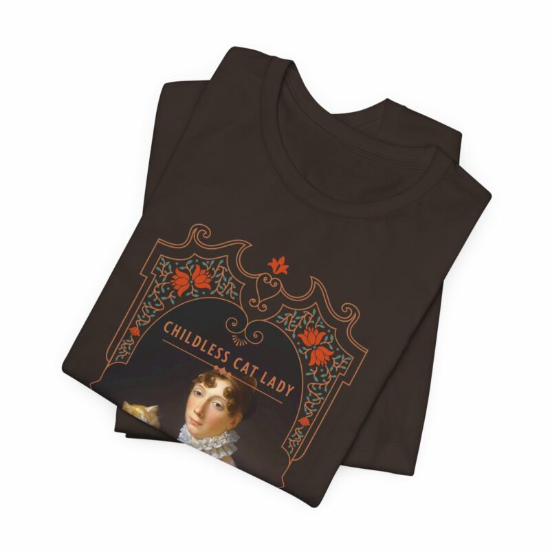 Childless Cat Lady inspired by Marguerite Gérard A Lady with her Cat Painting Unisex Jersey T-shirt - Image 5