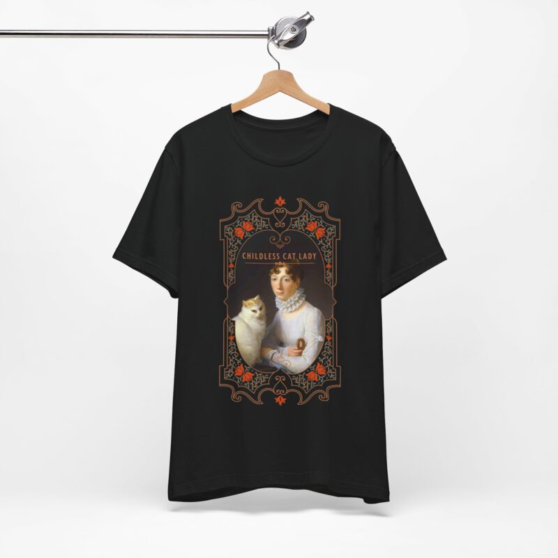Childless Cat Lady inspired by Marguerite Gérard A Lady with her Cat Painting Unisex Jersey T-shirt - Image 36