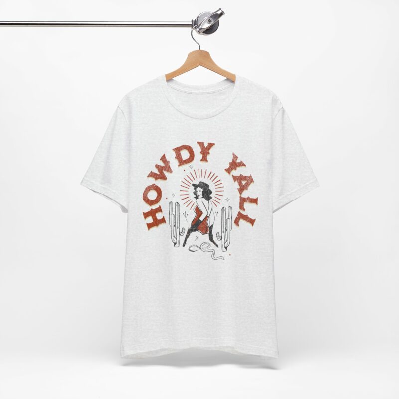 Howdy Yall Bohemian Cowgirl Design Unisex Jersey T-Shirt. Cowgirl Western Boho Bella and Canvas T-shirt Gift Idea. - Image 36