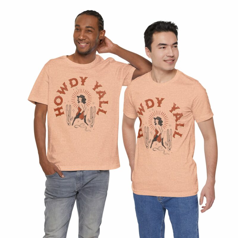 Howdy Yall Bohemian Cowgirl Design Unisex Jersey T-Shirt. Cowgirl Western Boho Bella and Canvas T-shirt Gift Idea. - Image 115