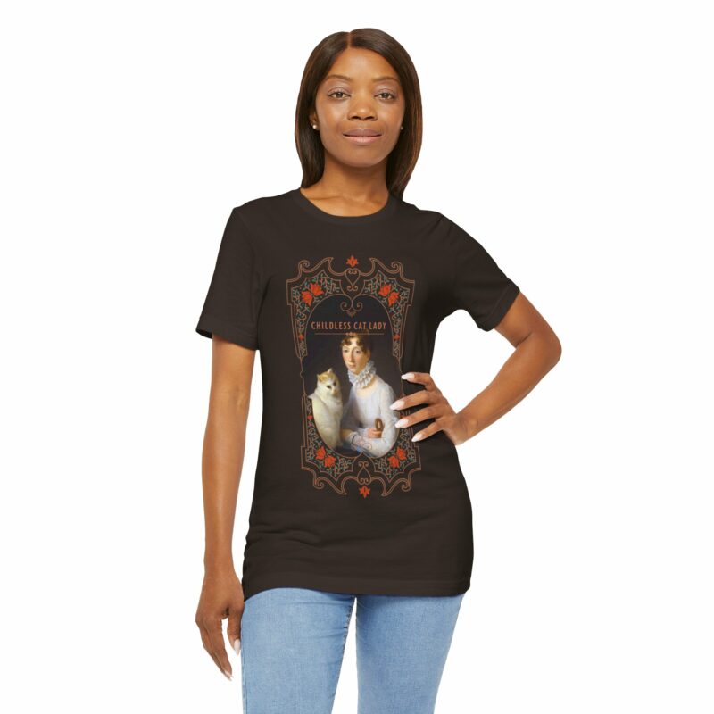 Childless Cat Lady inspired by Marguerite Gérard A Lady with her Cat Painting Unisex Jersey T-shirt - Image 22