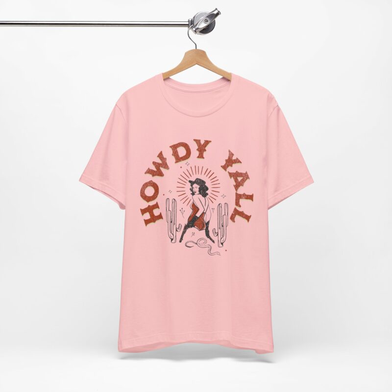 Howdy Yall Bohemian Cowgirl Design Unisex Jersey T-Shirt. Cowgirl Western Boho Bella and Canvas T-shirt Gift Idea. - Image 152