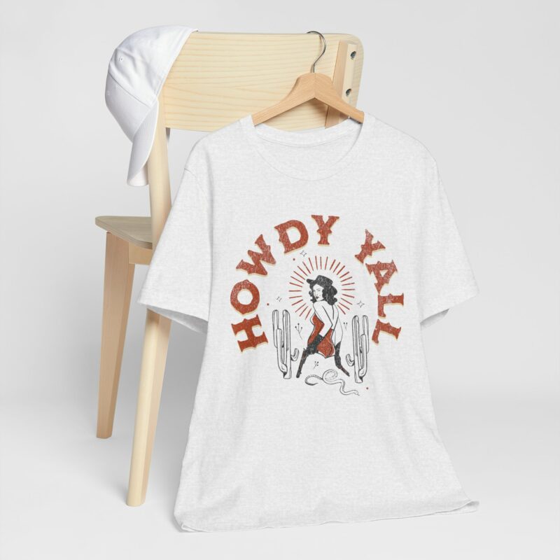 Howdy Yall Bohemian Cowgirl Design Unisex Jersey T-Shirt. Cowgirl Western Boho Bella and Canvas T-shirt Gift Idea. - Image 37