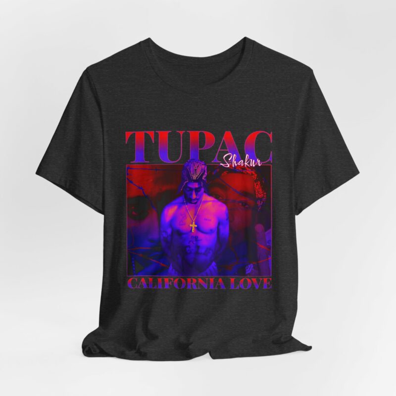 Purple and Red Tupac Shakur Bootleg Style California Love Unisex T-Shirt - Image 8