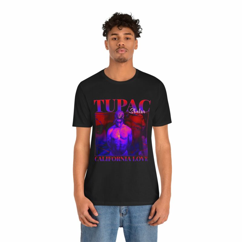 Purple and Red Tupac Shakur Bootleg Style California Love Unisex T-Shirt - Image 3