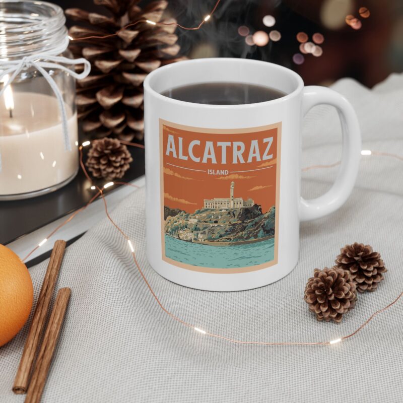Alcatraz Island Poster Style Ceramic Mug, (11oz, 15oz) - Image 5