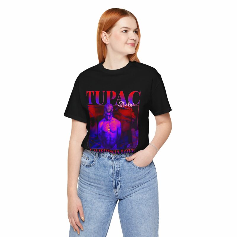 Purple and Red Tupac Shakur Bootleg Style California Love Unisex T-Shirt - Image 4