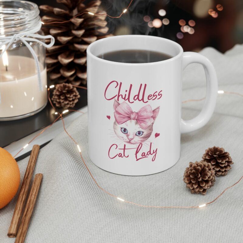 Childless Cat Lady Coffee Mug - Funny Cat Lover Gift - BPA and Lead-Free Ceramic Mug - 11oz , 15oz - - Image 5