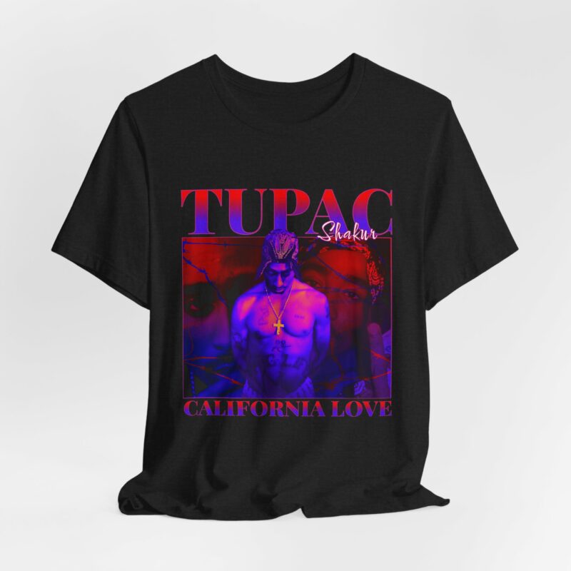 Purple and Red Tupac Shakur Bootleg Style California Love Unisex T-Shirt - Image 5