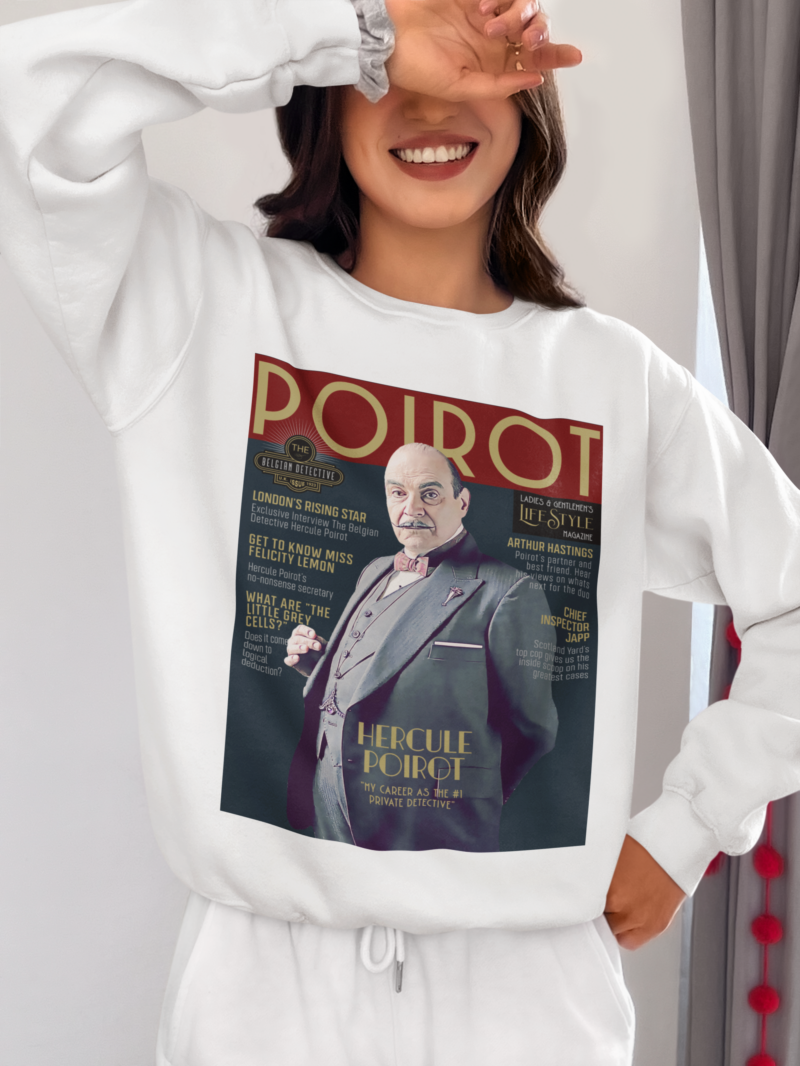 Hercule Poirot Magazine Cover Style Unisex Sweatshirt - Image 3