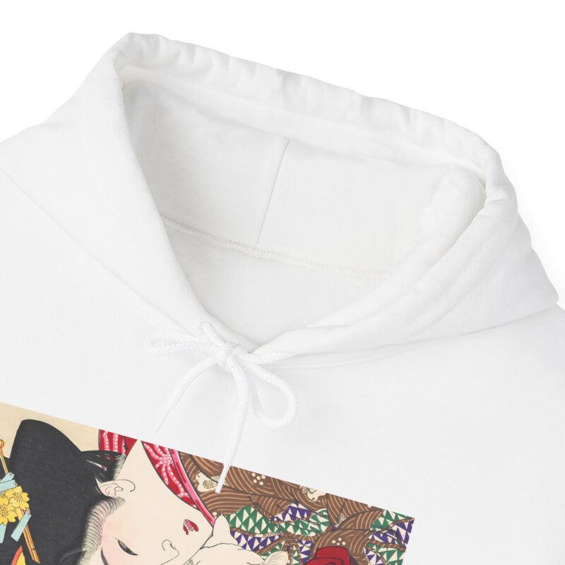 Japanese woman and cat art (1888), vintage illustration by Yoshitoshi Unisex Heavy Blend™ Hooded Sweatshirt - Image 18
