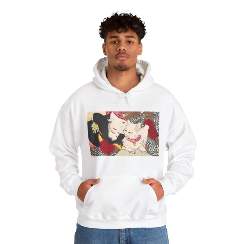 Japanese woman and cat art (1888), vintage illustration by Yoshitoshi Unisex Heavy Blend™ Hooded Sweatshirt - Image 20