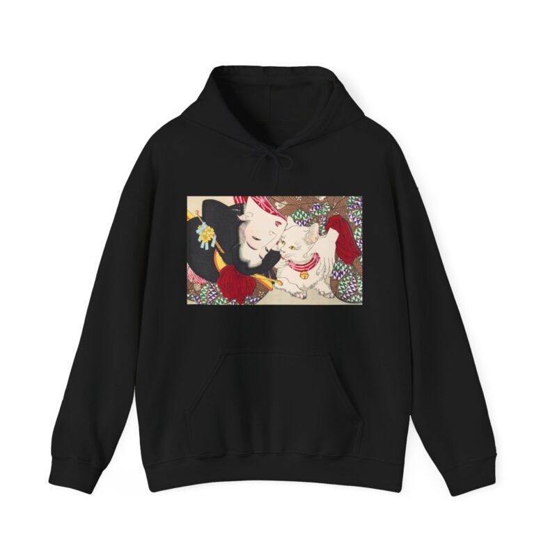 Japanese woman and cat art (1888), vintage illustration by Yoshitoshi Unisex Heavy Blend™ Hooded Sweatshirt - Image 27