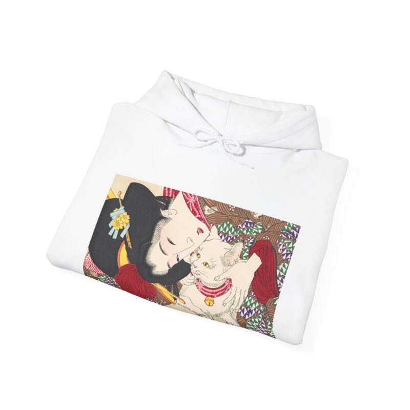 Japanese woman and cat art (1888), vintage illustration by Yoshitoshi Unisex Heavy Blend™ Hooded Sweatshirt - Image 17