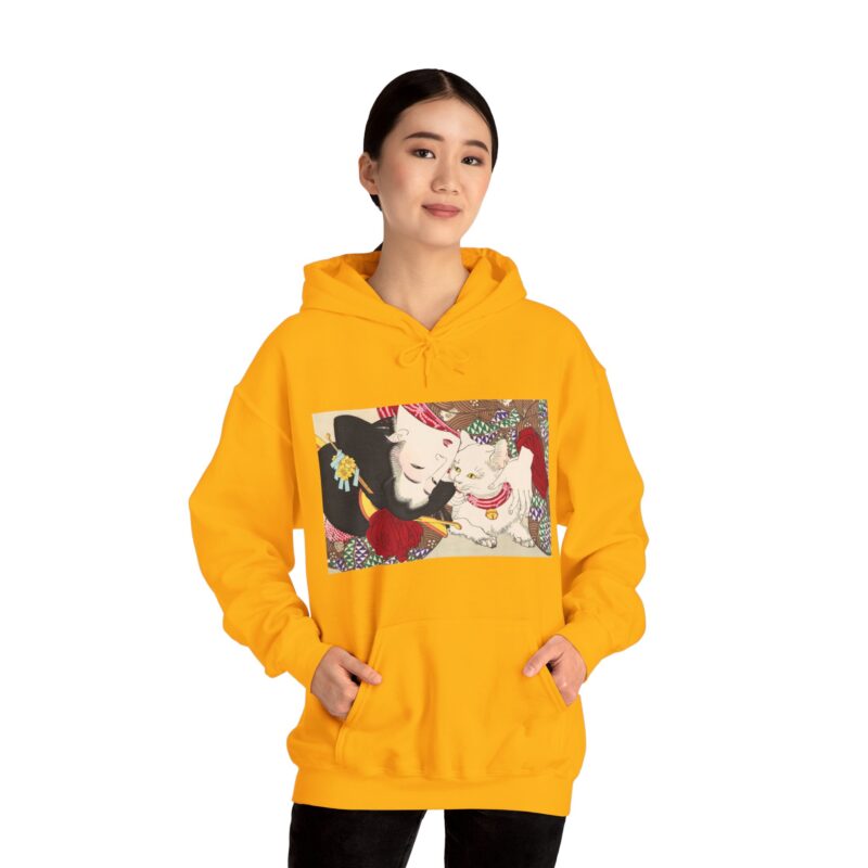 Japanese woman and cat art (1888), vintage illustration by Yoshitoshi Unisex Heavy Blend™ Hooded Sweatshirt - Image 45