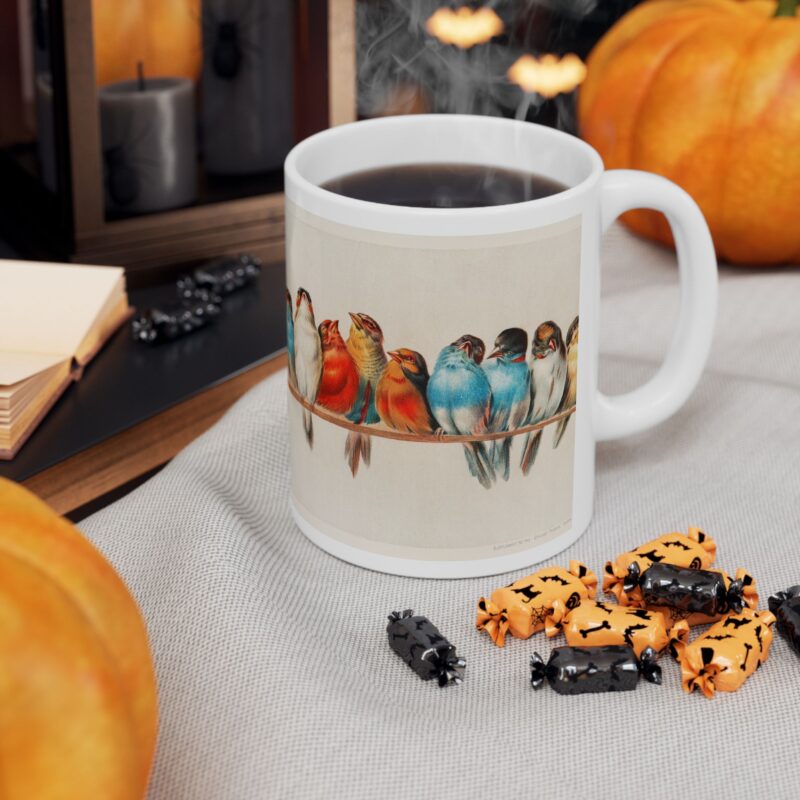 Perch of Birds Ceramic Mug, Vintage Illustration Artwork by Hector Giacomelli, 11oz, 15oz - Gift for Bird Lovers, Nature Enthusiasts, Coffee - Image 7