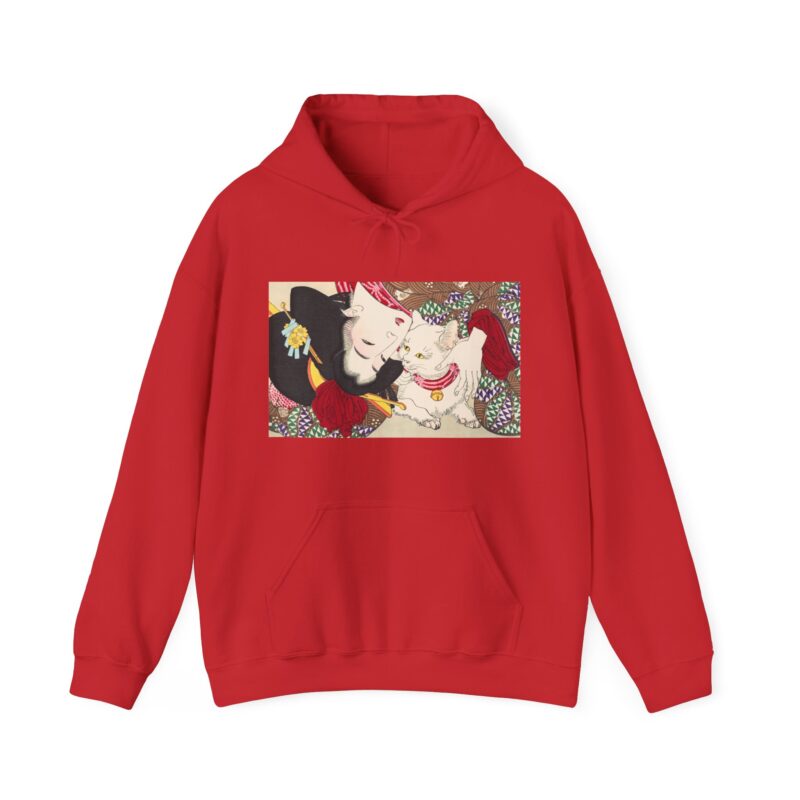 Japanese woman and cat art (1888), vintage illustration by Yoshitoshi Unisex Heavy Blend™ Hooded Sweatshirt
