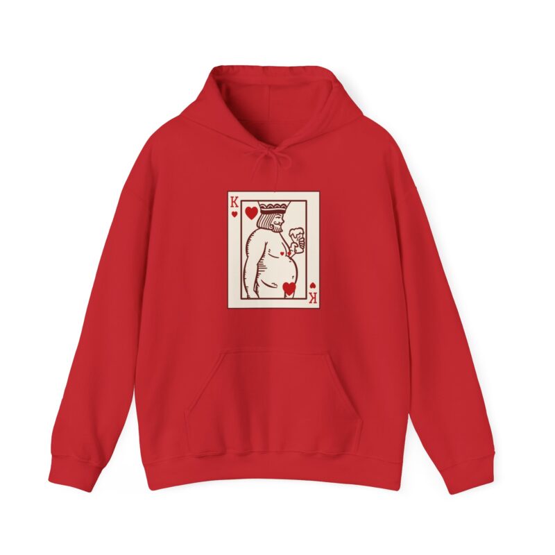 Funny Fat King of Hearts Drinking Beer Hoodie, Chubby King with a Beer Pullover Sweatshirt, Plus Size Unisex Hooded Jumper, Beer Lover Gift,