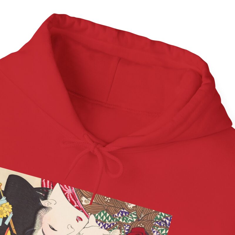 Japanese woman and cat art (1888), vintage illustration by Yoshitoshi Unisex Heavy Blend™ Hooded Sweatshirt - Image 5