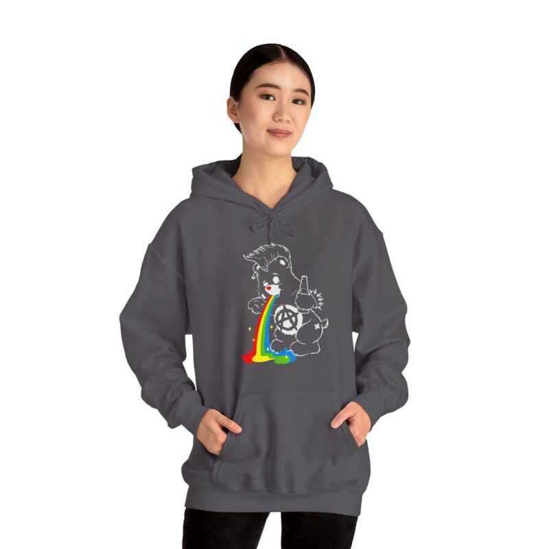Vomiting Rainbows Anti-Care Bear Hoodie, Punk Rock Anarchist Sweatshirt, Unisex Grunge Care Bear Jumper, Emo Pullover, Riot Grrrl Top, - Image 45