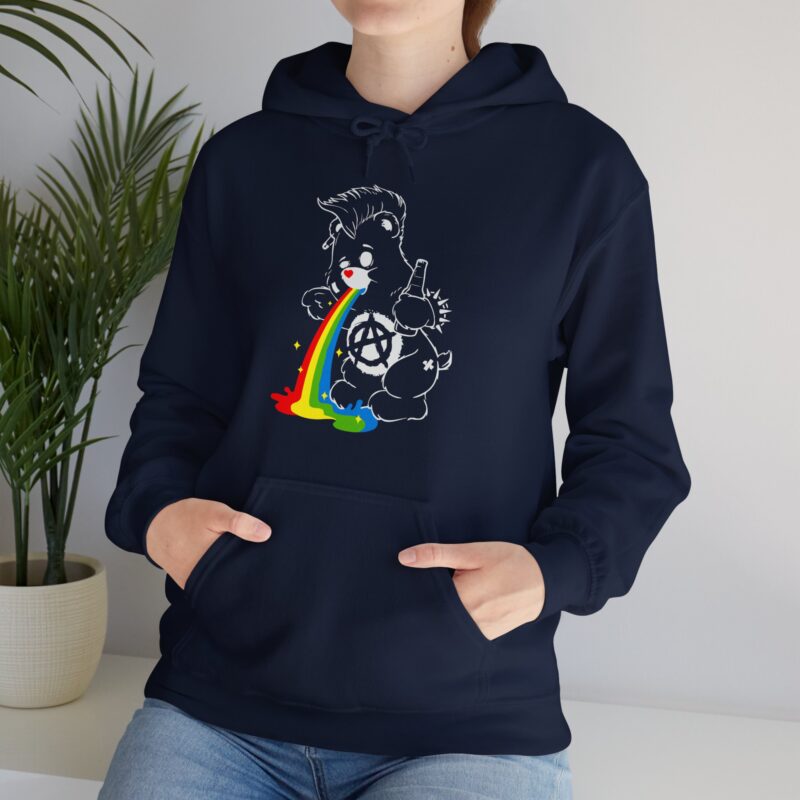 Vomiting Rainbows Anti-Care Bear Hoodie, Punk Rock Anarchist Sweatshirt, Unisex Grunge Care Bear Jumper, Emo Pullover, Riot Grrrl Top, - Image 65