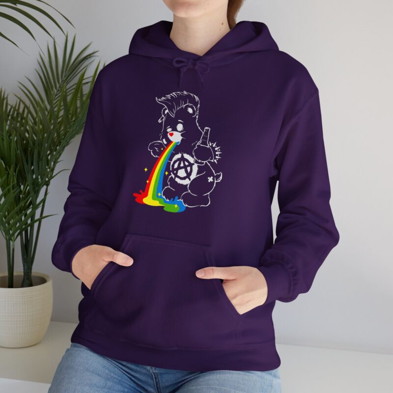 Vomiting Rainbows Anti-Care Bear Hoodie, Punk Rock Anarchist Sweatshirt, Unisex Grunge Care Bear Jumper, Emo Pullover, Riot Grrrl Top, - Image 78