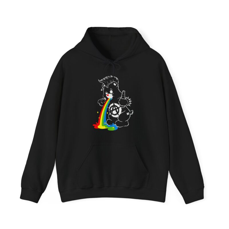 Vomiting Rainbows Anti-Care Bear Hoodie, Punk Rock Anarchist Sweatshirt, Unisex Grunge Care Bear Jumper, Emo Pullover, Riot Grrrl Top,