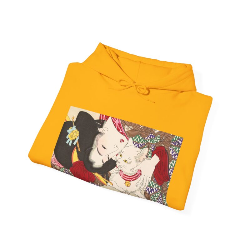 Japanese woman and cat art (1888), vintage illustration by Yoshitoshi Unisex Heavy Blend™ Hooded Sweatshirt - Image 43