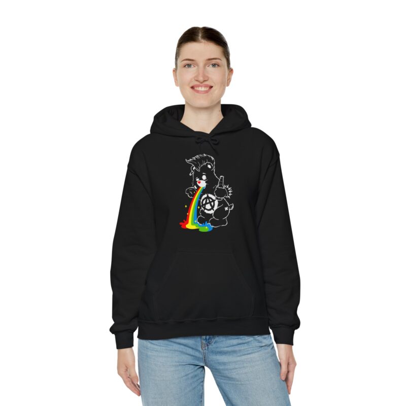 Vomiting Rainbows Anti-Care Bear Hoodie, Punk Rock Anarchist Sweatshirt, Unisex Grunge Care Bear Jumper, Emo Pullover, Riot Grrrl Top, - Image 8