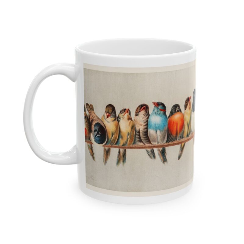 Perch of Birds Ceramic Mug, Vintage Illustration Artwork by Hector Giacomelli, 11oz, 15oz - Gift for Bird Lovers, Nature Enthusiasts, Coffee - Image 3