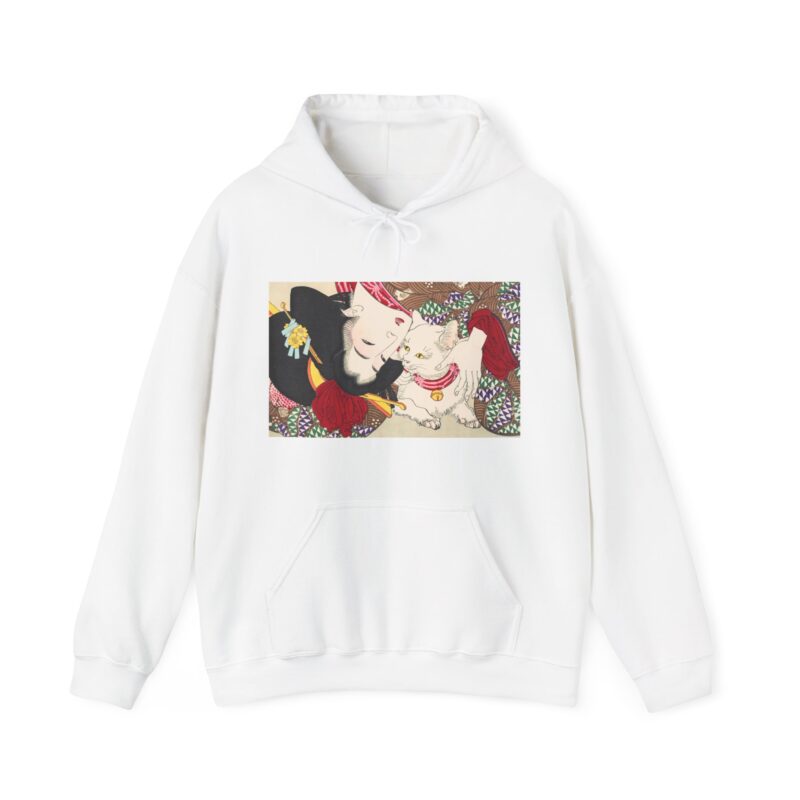 Japanese woman and cat art (1888), vintage illustration by Yoshitoshi Unisex Heavy Blend™ Hooded Sweatshirt - Image 14