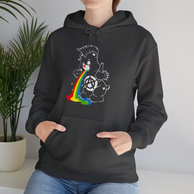 Vomiting Rainbows Anti-Care Bear Hoodie, Punk Rock Anarchist Sweatshirt, Unisex Grunge Care Bear Jumper, Emo Pullover, Riot Grrrl Top, - Image 39