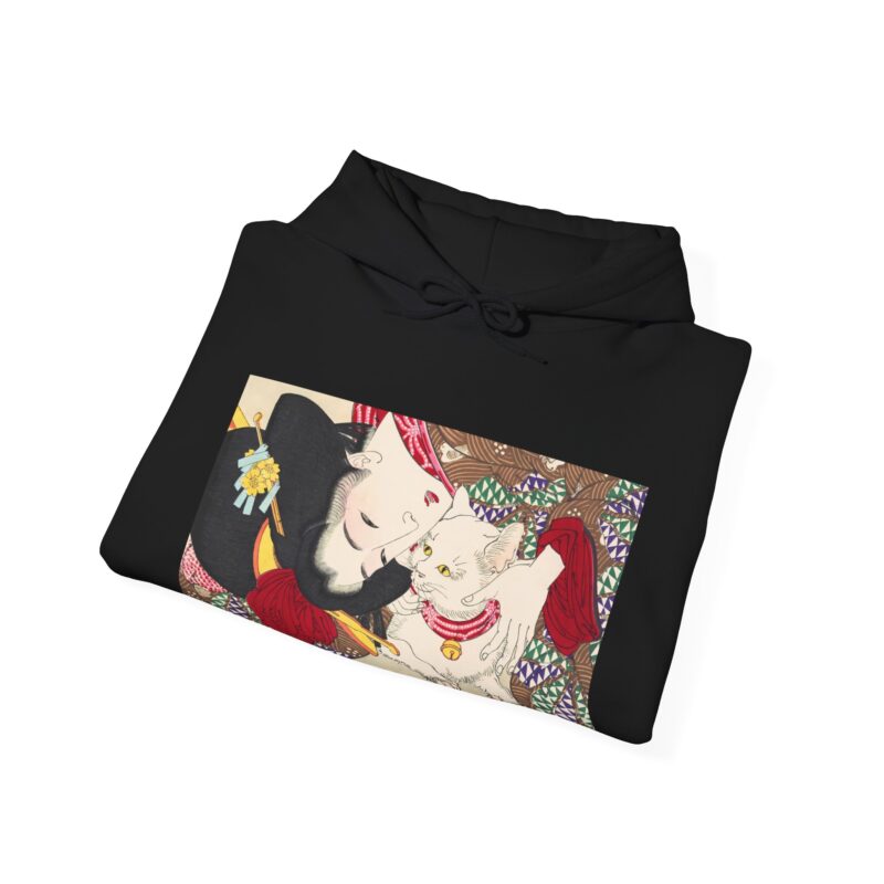 Japanese woman and cat art (1888), vintage illustration by Yoshitoshi Unisex Heavy Blend™ Hooded Sweatshirt - Image 30